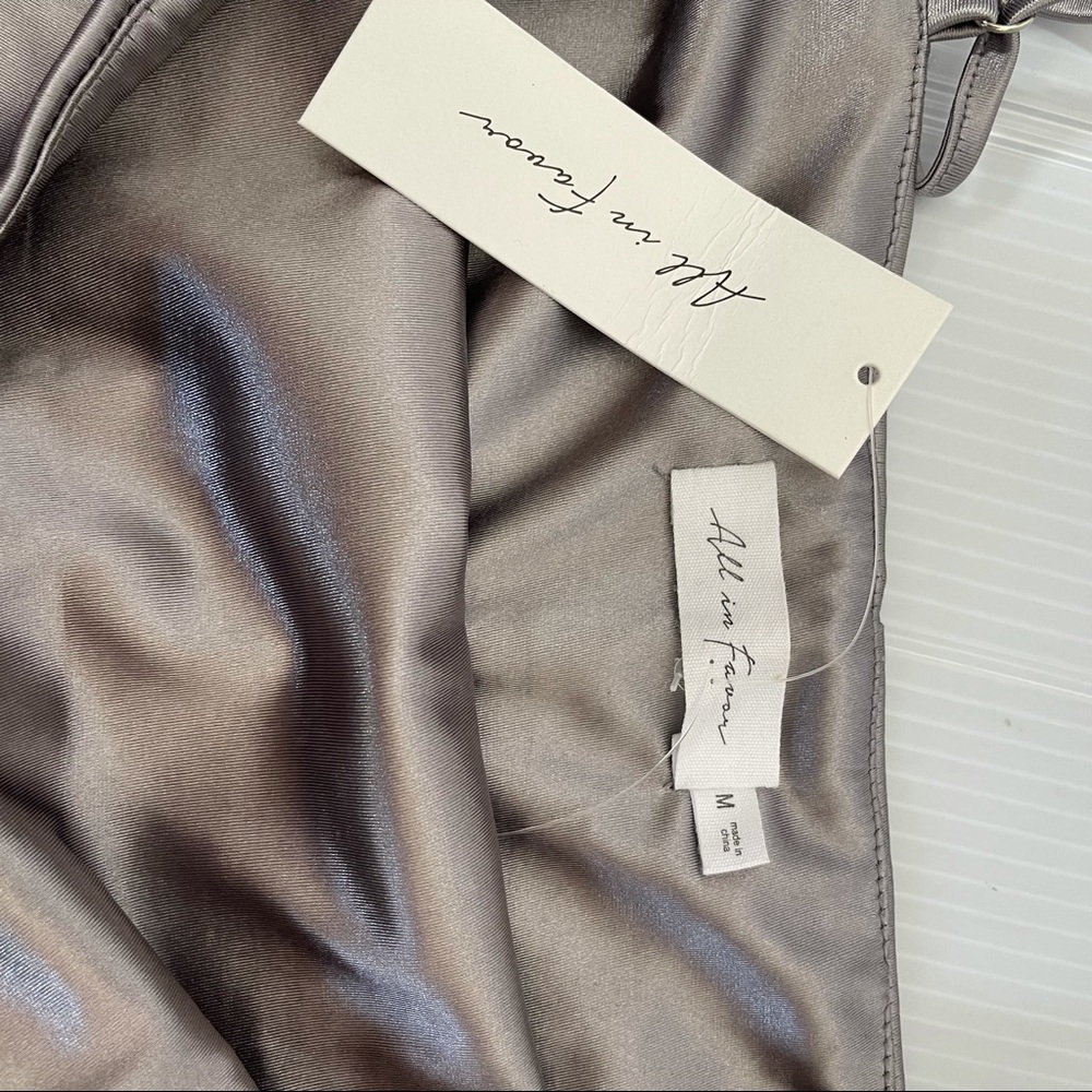 NWT All In Favor Gray/Silver Satin Slip Dress - Picture 9 of 11